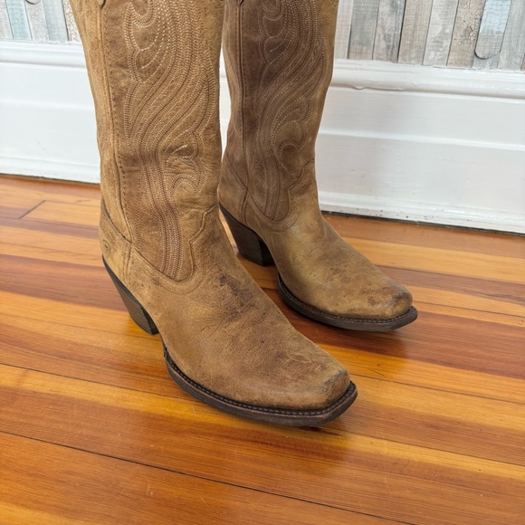 Ariat 9 Lively Western Boot Cowboy Cowgirl Leather Heeled Pull On Tan Leather - Picture 6 of 10